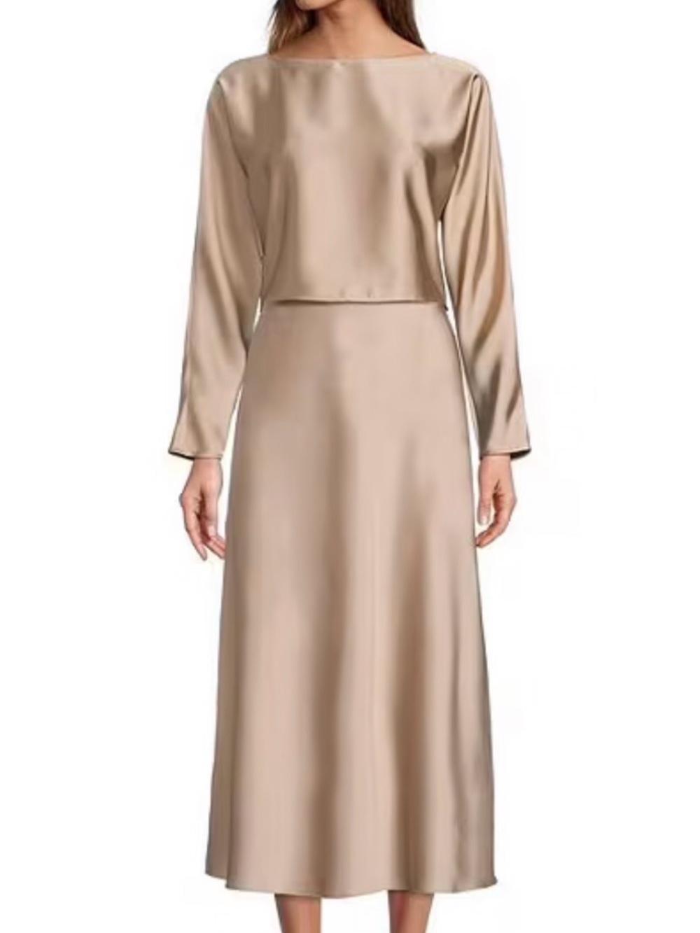 Satin Two-Piece Set in Champagne
